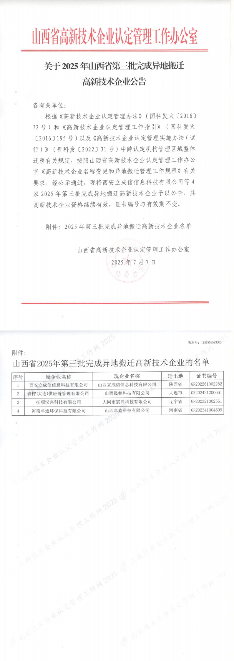 山西省认定机构：关于2025年山西省第三批完成异地搬迁高新技术企业公告_00.png